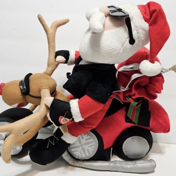 BEVERLY HILLS TOY CO* motorcycle Santa singing engine revving Santa is coming to - Picture 1 of 11